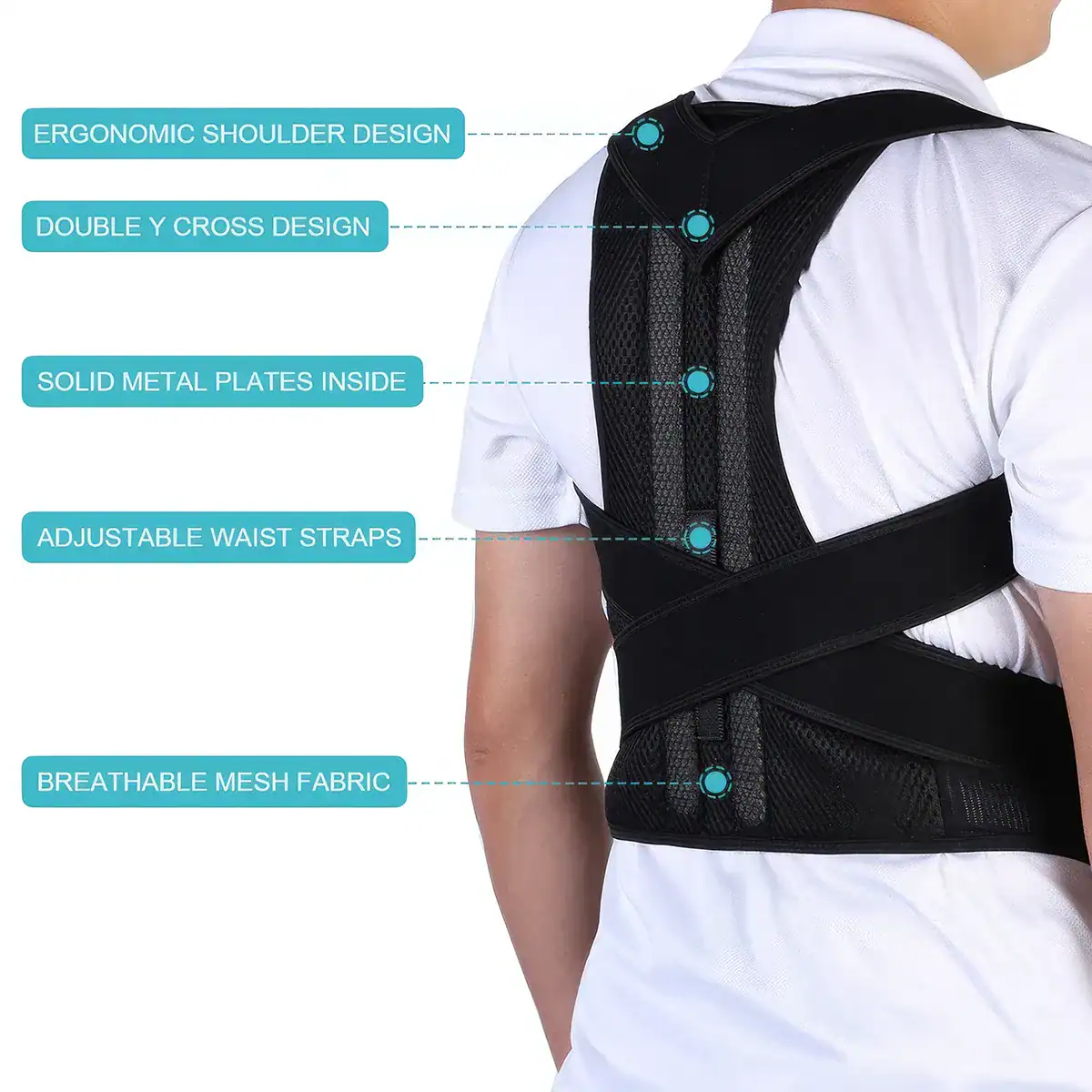 Ergonomic shoulder design with adjustable waist straps and durable mesh fabric for optimal comfort and support.