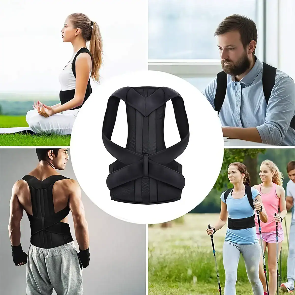 Orthopedic posture correction brace for back and shoulder support.