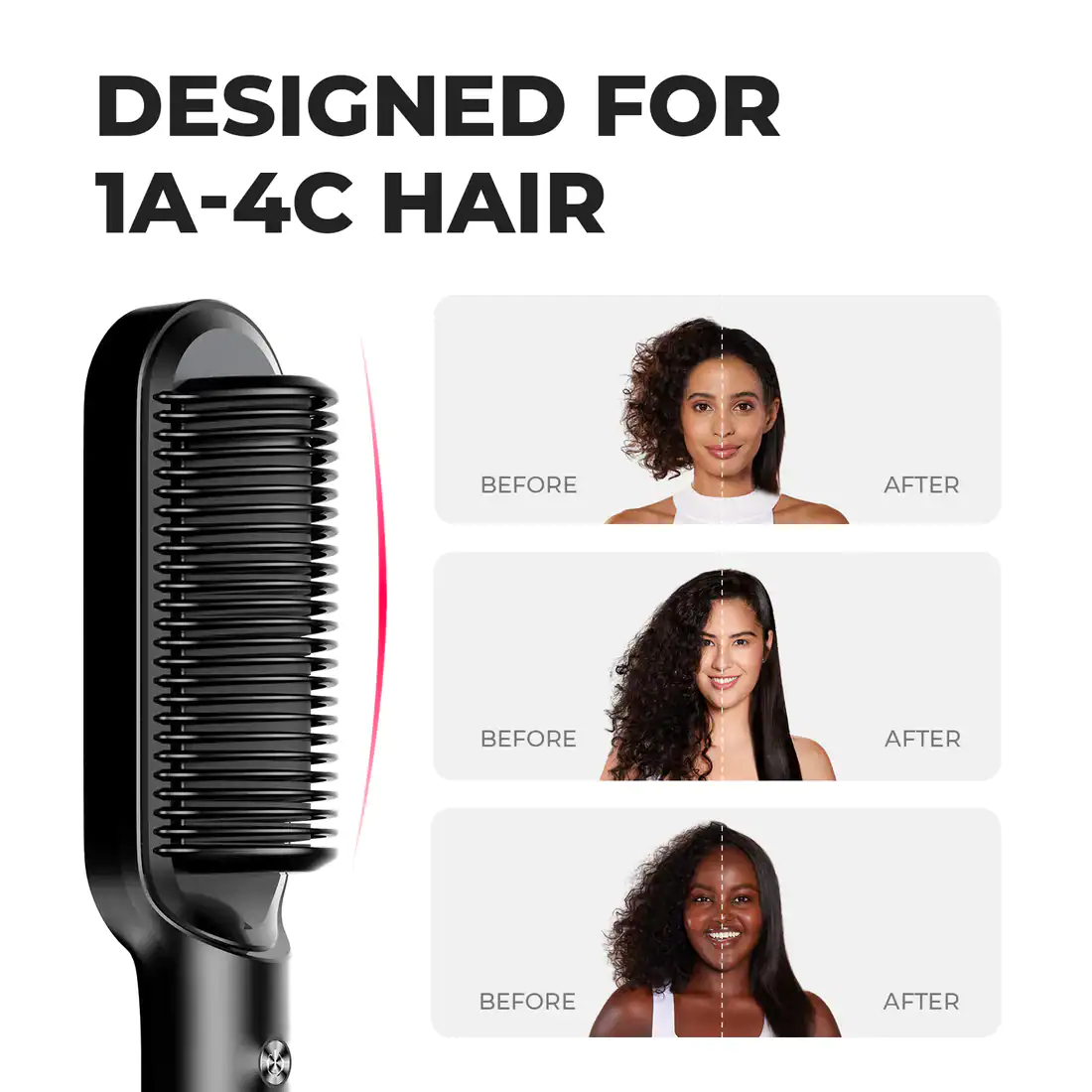 Efficient straightening tool for curly and textured hair, designed for ease of use and professional results, ideal for all hair types. Perfect for smooth, sleek hair.