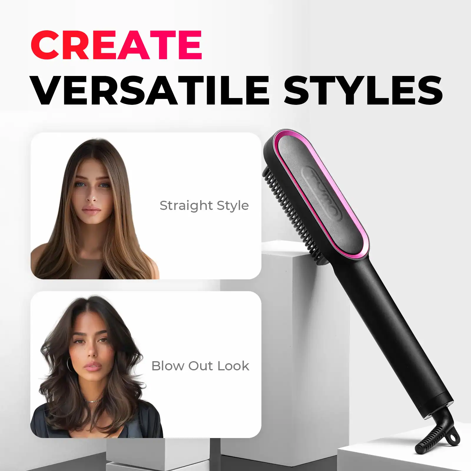 High-quality hair straightener with adjustable temperature and ergonomic design, perfect for creating straight and blowout hairstyles at home or salon.