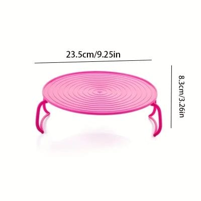 Pink optical lens cleaning stand for glasses and sunglasses.