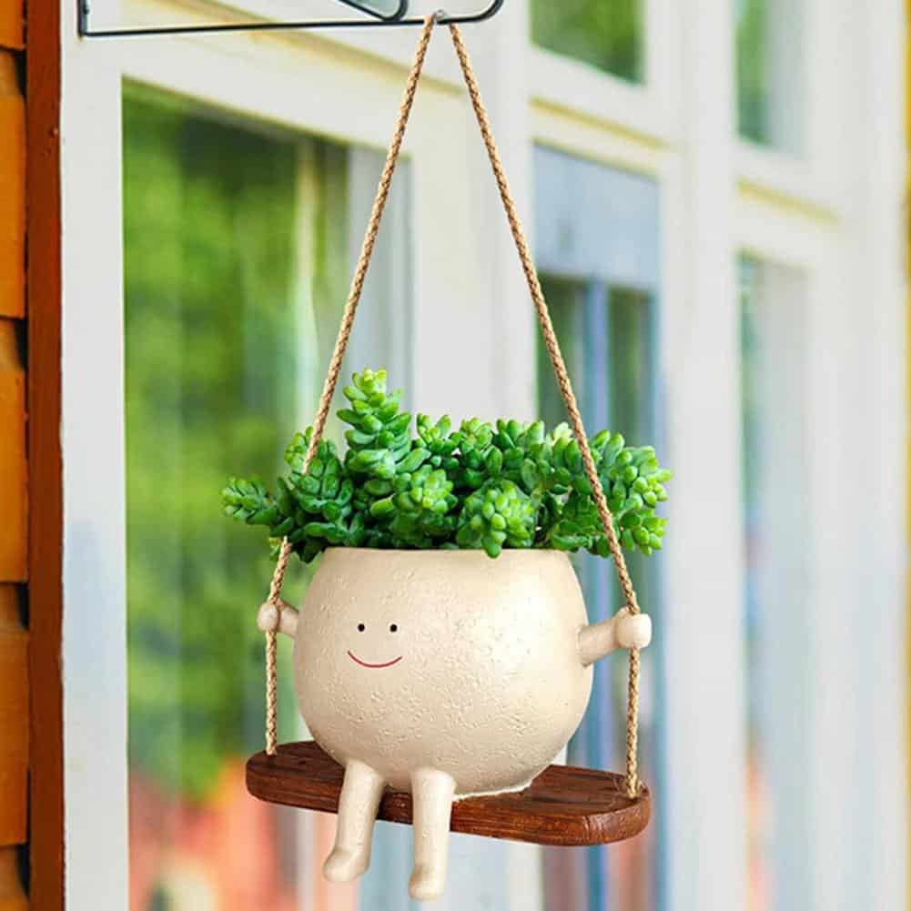 Smiling Face Wall Planter Swing Pot
