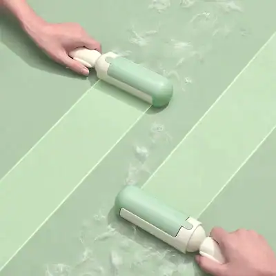 Optical gloss smooth tile cleaning with roller.