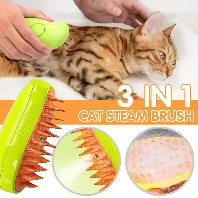 An effective 3-in-1 cat steam brush for grooming, de-shedding, and cleaning cats, available at Monalisa Medical. Perfect for maintaining a clean, healthy coat and reducing hair shedding.