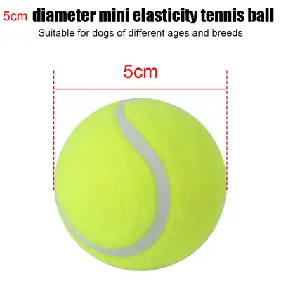 Bright yellow mini tennis ball for dogs, 5cm diameter, perfect for interactive play and exercise, non-slip surface, durable rubber material, suitable for puppies and small breeds.