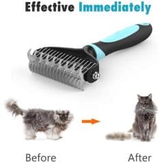 2. Pet grooming rake for cats, effective for detangling knots, reducing shedding, and maintaining a healthy coat. Perfect for grooming cats of all fur types quickly and easily.