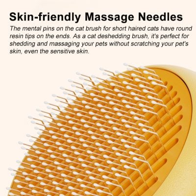 Cat grooming massage needles with round resin tips, skin-friendly, ideal for pet shedding, and gentle skin massage. Suitable for cats with sensitive skin, promoting healthier fur and stress relief during grooming.