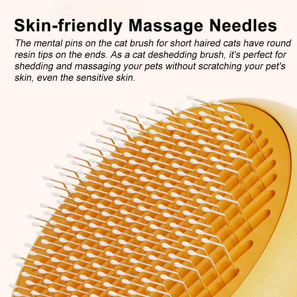 Cat grooming massage needles with round resin tips, skin-friendly, ideal for pet shedding, and gentle skin massage. Suitable for cats with sensitive skin, promoting healthier fur and stress relief during grooming.