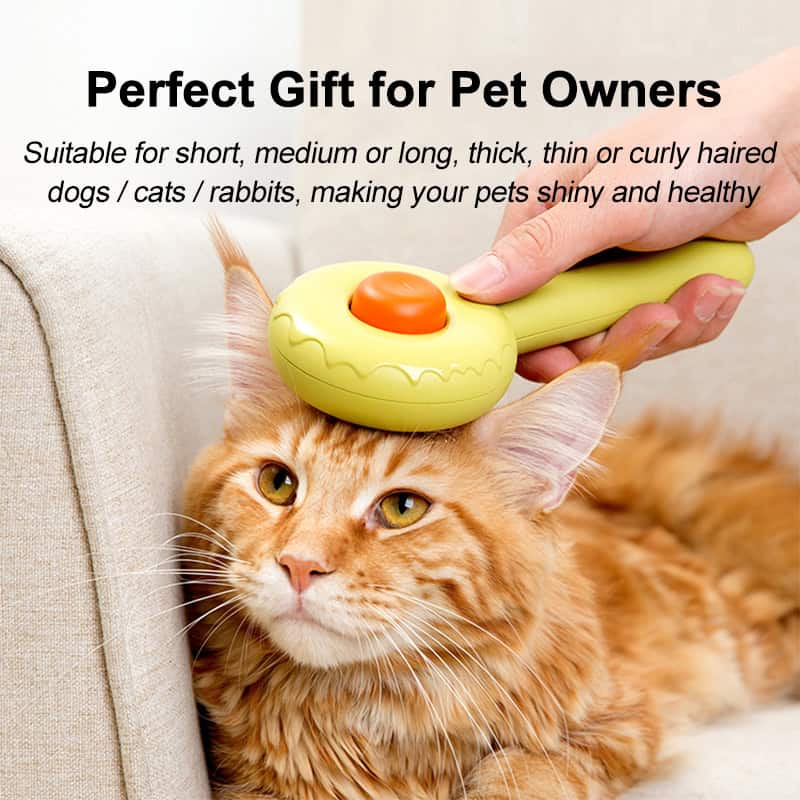 High-quality pet grooming brush ideal for short to long-haired cats and dogs, promoting a shiny and healthy coat. Perfect gift for pet owners to keep their pets groomed and happy.