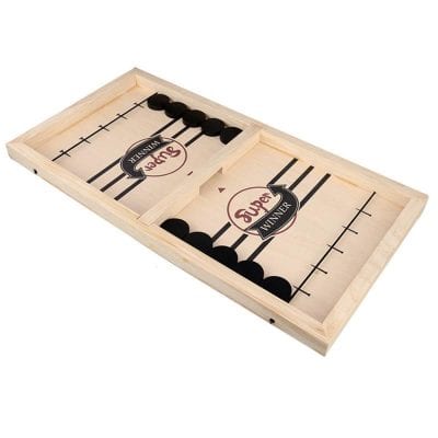 Optical illusion backgammon set with black and white checkered pattern, wooden frame, and small black checkers for entertainment and skill development. Perfect for tabletop game enthusiasts.