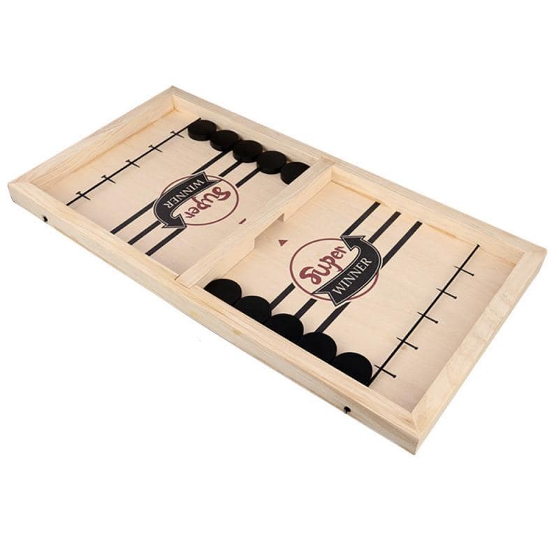 Optical illusion backgammon set with black and white checkered pattern, wooden frame, and small black checkers for entertainment and skill development. Perfect for tabletop game enthusiasts.