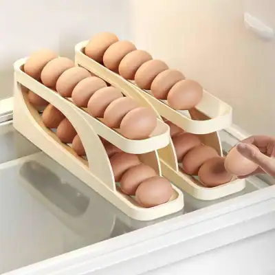 Eggs arranged neatly in a modern, organized tray, highlighting freshness and quality suitable for dietary and health-related uses.
