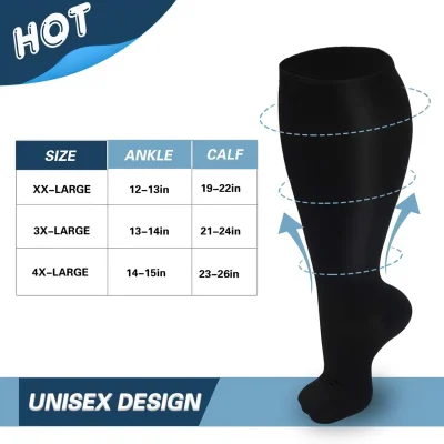 High-quality unisex compression stocking designed for improved ankle and calf support, available in multiple sizes for optimal fit and comfort.