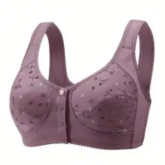 Stylish post-surgical bra with floral pattern, designed for comfort and support after breast surgery. Features easy-to-use front clasp and soft fabric for everyday wear.