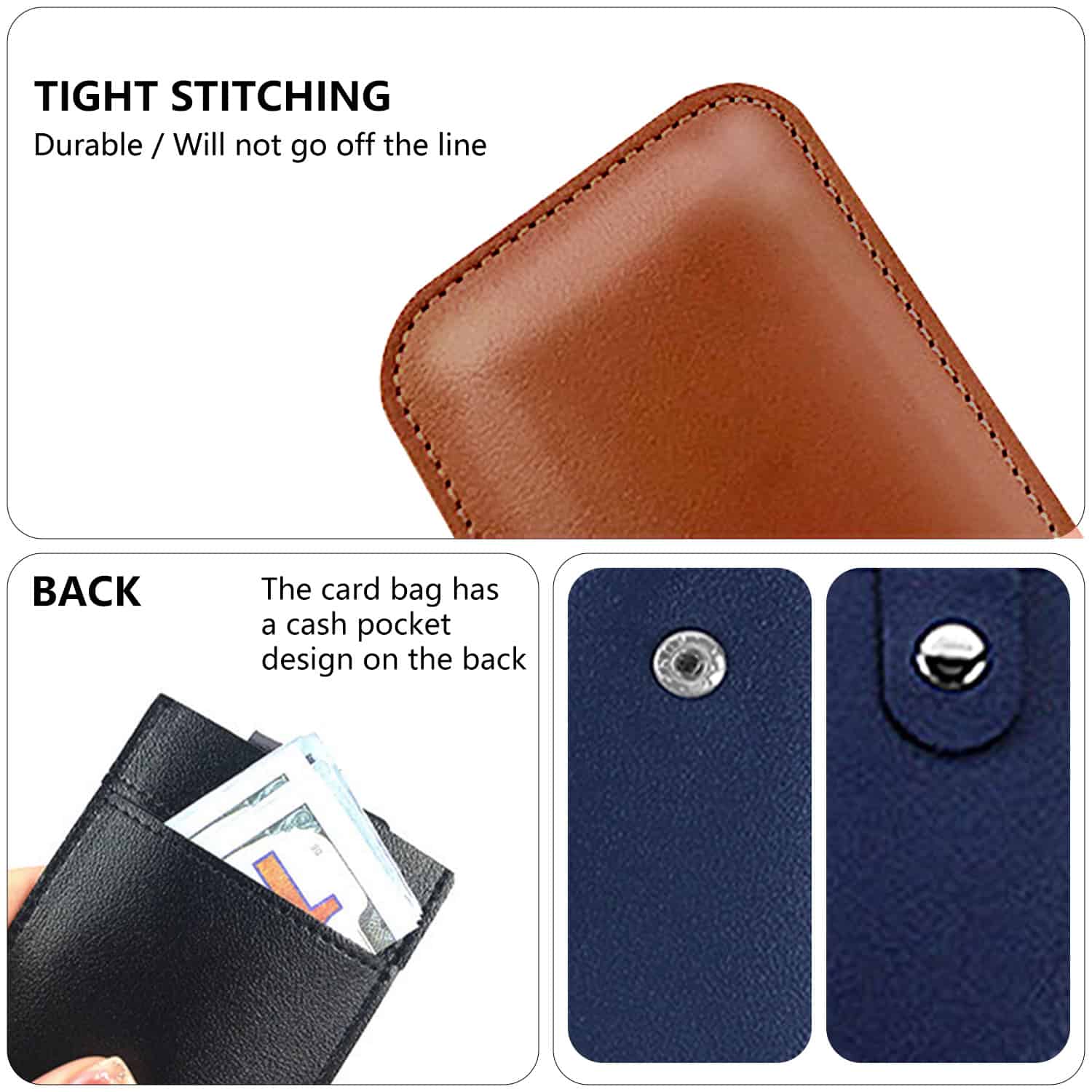 High-quality leather wallet with durable stitching for secure card and cash storage. Elegant design perfect for everyday use or gifting.