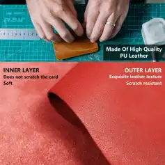 Luxurious leather PU material with exquisite texture, scratch resistant for durable accessories and fashion items.