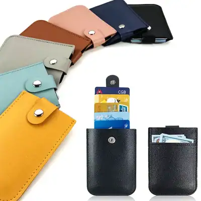 Stylish and practical leather card holders perfect for managing credit cards, IDs, and cash, available in multiple colors to suit your style and needs.