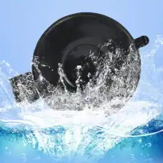 Alt text: Black office mug submerged in water splash, showcasing cleaning or water resistance, suitable for promotional or product display context.