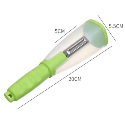 High-quality vegetable peeler with ergonomic handle, stainless steel blade, and safety features, ideal for peeling fruits and vegetables quickly and efficiently.