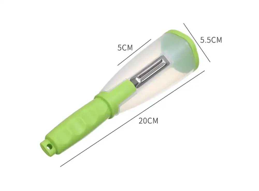 High-quality vegetable peeler with ergonomic handle, stainless steel blade, and safety features, ideal for peeling fruits and vegetables quickly and efficiently.