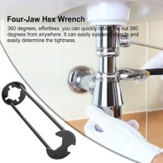 Portable four-jaw hex wrench for precise tightening and loosening of fasteners in optical and medical equipment. Adjustable design ensures optimal grip and accuracy for optometry tools and repairs.