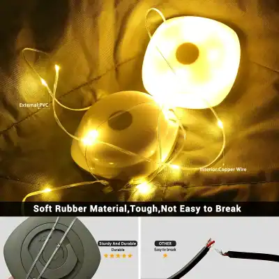 Energy-efficient LED string lights with soft rubber material, perfect for stylish home or salon decor and opt clinic ambiance.