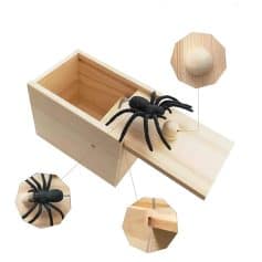 A stylish wooden organizer with a spooky Halloween-inspired spider decoration, perfect for enhancing home or office decor while adding a touch of playful charm.