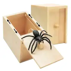 A close-up of a wooden pest trap container with a lid, designed for trapping spiders and insects. Perfect for use in homes or gardens to maintain a clean, pest-free space.