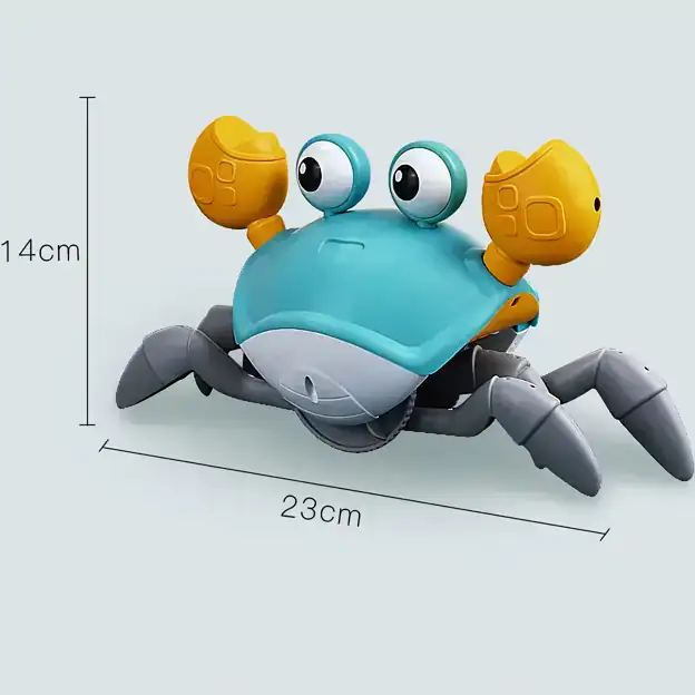Adorable crab-shaped plush toy measuring 23cm by 14cm, perfect for children's play and learning. Bright colors and friendly design make it ideal for kids' gift bags, educational activities, or nursery decor.