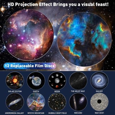 High-quality HD space projection images, featuring vibrant nebulae and galaxies, perfect for home or educational displays.