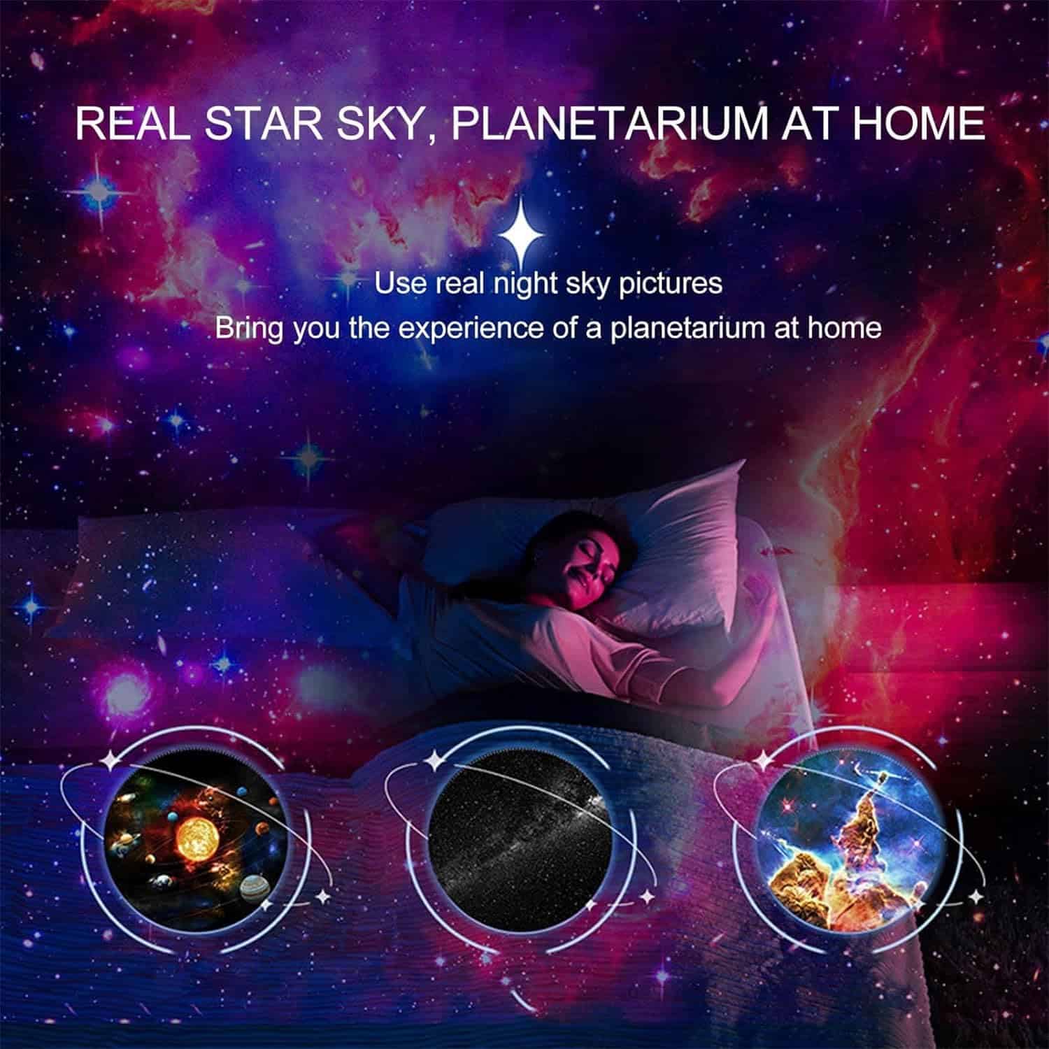 Real night sky visualization sleep mask with star and galaxy designs for immersive sleep relaxation and stargazing at home.