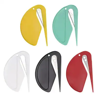 Brightly colored contact lens cases in yellow, green, white, black, and red with inner compartments and tweezers for easy handling and storage of contact lenses.