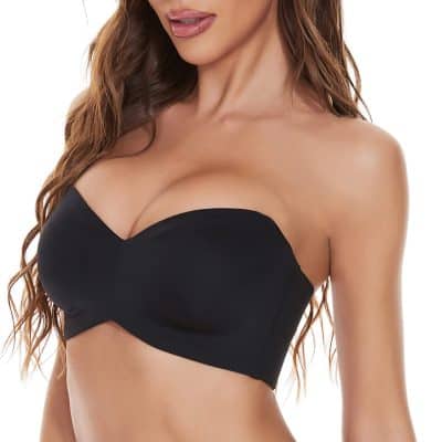 High-quality black strapless silicone padded bra for women, perfect for backless and off-shoulder outfits, providing comfort, support, and smooth coverage for a flawless look.