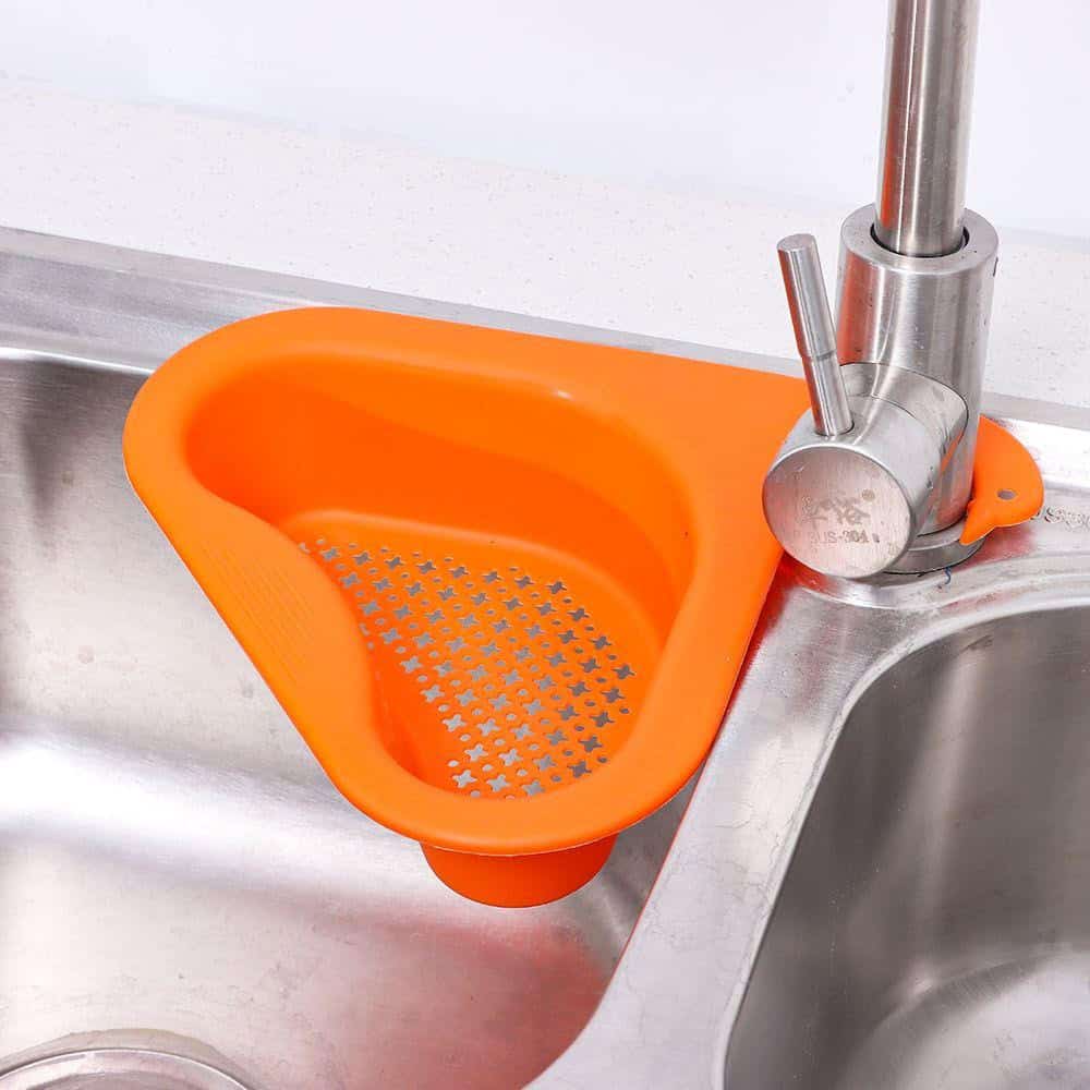 Drain hair catcher for kitchen sink, stainless steel strainer, durable and easy to clean, prevents clogging, perfect for use in home, restaurant, or commercial kitchens.