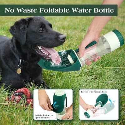 Portable foldable water bottle for pets with no waste, eco-friendly design ideal for outdoor activities, travel, or daily use. Reusable, leak-proof, and easy to carry. Perfect for dog hydration on the go.