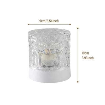 Ice-textured glass candle holder for home decor and events, 10cm tall with dimensions of 9cm by 9cm, perfect for creating a cozy ambiance.