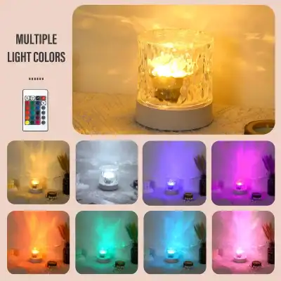 LED candle with multiple light color options and remote control for decorative ambiance or mood lighting. Perfect for nightstands, bedrooms, or special occasions.