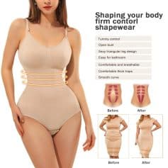 Comfortable, breathable tummy control shapewear for women, enhances figure with open bust design, sexy triangular legs, thick traps, smooth curves, ideal for slimming and body contouring.