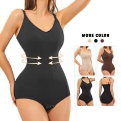Comfortable slimming women's body shaper for waist and tummy control, seamless design, available in multiple colors for postpartum, everyday wear, or workout.