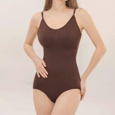 High-quality brown shapewear bodysuit designed for women’s comfortable fit, tummy control, and seamless support. Perfect for daily wear and enhancing your silhouette.