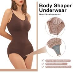 Comfortable slimming body shapewear for women, controls waist and abdomen, easy to wear, adjustable snaps, ideal for postpartum and everyday shaping.