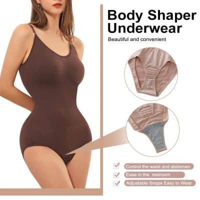 Comfortable slimming body shapewear for women, controls waist and abdomen, easy to wear, adjustable snaps, ideal for postpartum and everyday shaping.