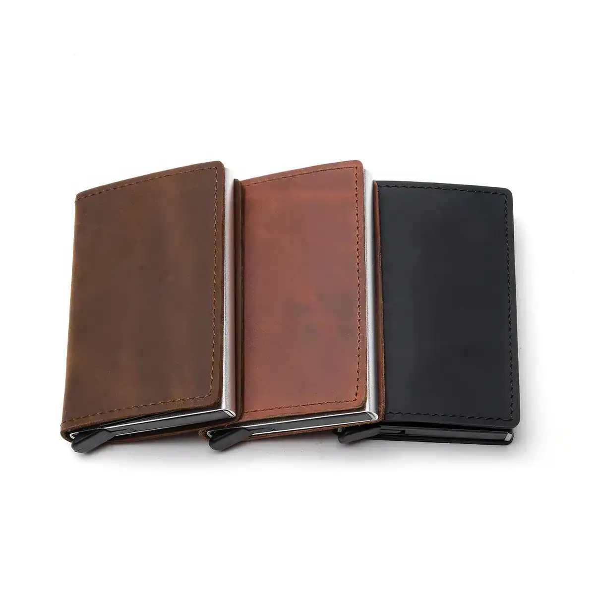 Elegant leather eyeglass case in brown, tan, and black for optimal eyewear protection and style. Perfect for storing glasses and sunglasses securely.
