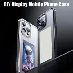 High-quality DIY display mobile phone case for iPhone featuring multiple camera cutouts and sleek design. Perfect for customizing your smartphone with a unique, eye-catching look.
