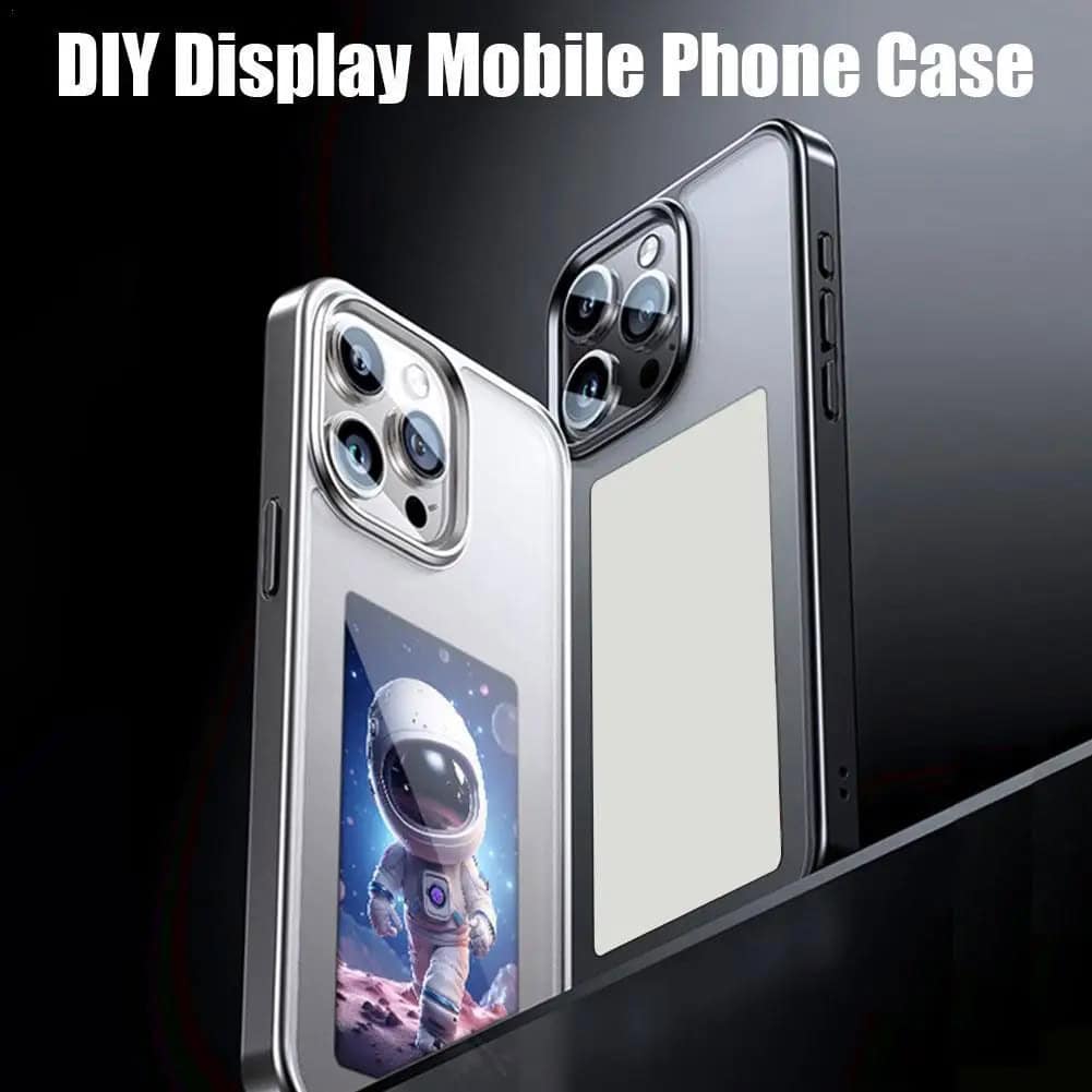 High-quality DIY display mobile phone case for iPhone featuring multiple camera cutouts and sleek design. Perfect for customizing your smartphone with a unique, eye-catching look.