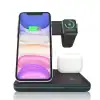 Wireless charging station compatible with iPhone, Apple Watch, and AirPods for seamless charging.