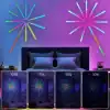 LED starburst wall art with multicolor lights for bedroom or living room decor, adjustable brightness, vibrant neon aesthetic.