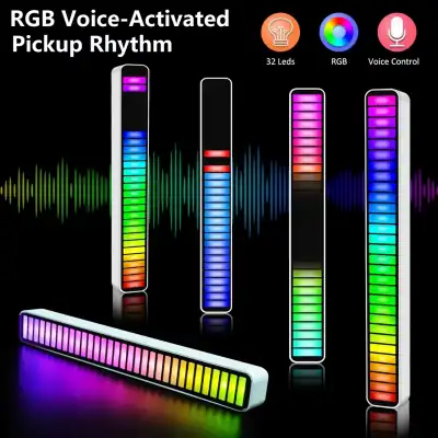 Voice-controlled RGB sound panel with 32 LEDs for customizable lighting. Perfect for home decor, parties, and events. Easy voice control for dynamic sound and light effects.
