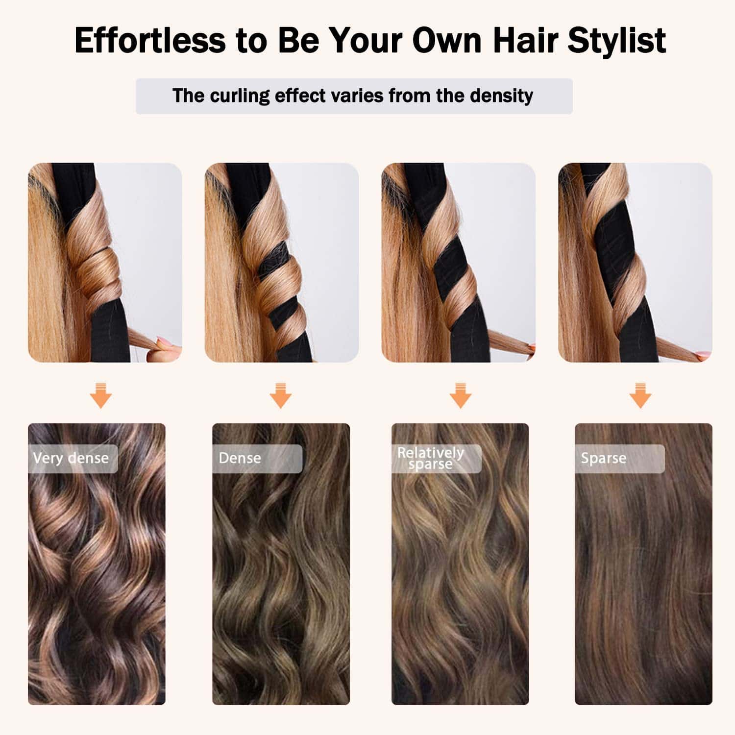Effortless hair styling techniques to achieve perfect curls with varying density and volume, ideal for all hair types, using Monalisa Medical products.