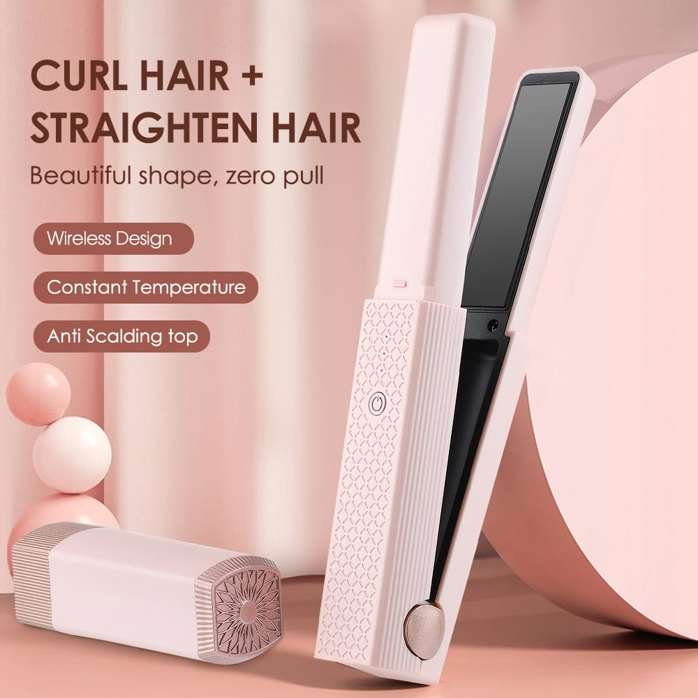 High-quality cordless hair styling device, ideal for curling and straightening hair with a wireless design, constant temperature, and anti-scalding features for smooth, beautiful hair.